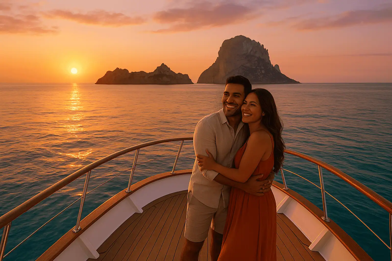 Romantische bootcharter Ibiza — liefde op zee